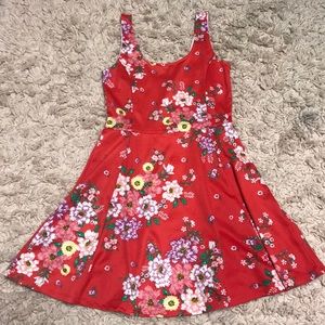 Divided | Floral Red Skater Dress | Rarely Worn!